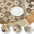 thumbnail image 3 of Round Elastic Tablecloth, Waterproof and Reusable, 44", Bohemian Mandala Pattern, Ideal for Dining or Patio Table, 3 of 4
