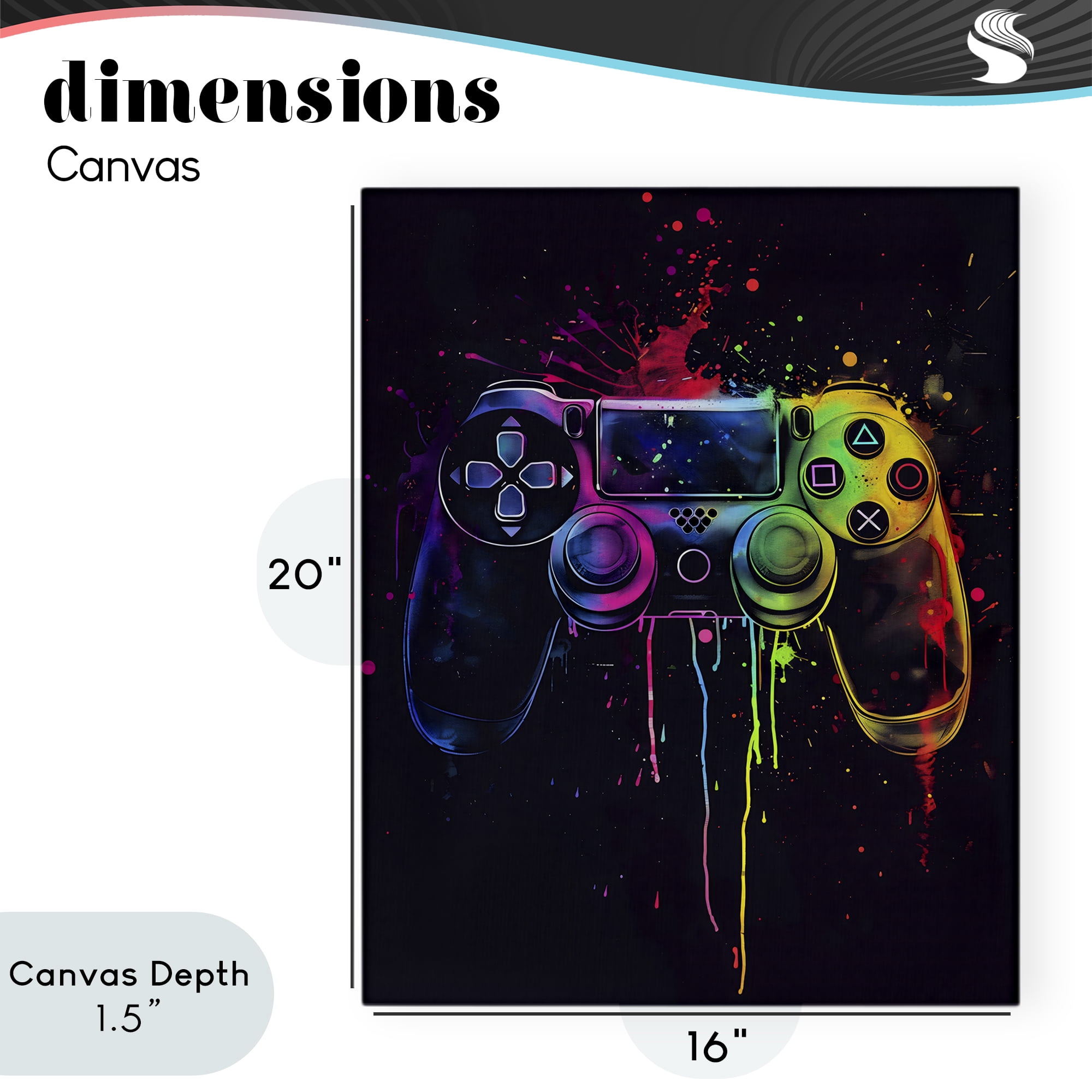 Stupell Industries Rainbow Glow Gaming Controller Canvas Wall Art, design by Creative Studio