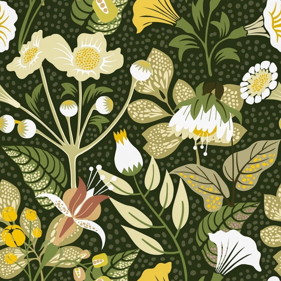 Abyssaly 17.7 "x 118" Peel and Stick Wallpaper Green Floral wallpaper Green Petunia vine plant contact paper Self-adhesive wallpaper Thickened detachable wallpaper Suitable for home decoration