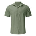 thumbnail image 4 of XDZJLR Mens T Shirts Casual Solid Short Sleeve Turn Down Button formal Tops, 4 of 5