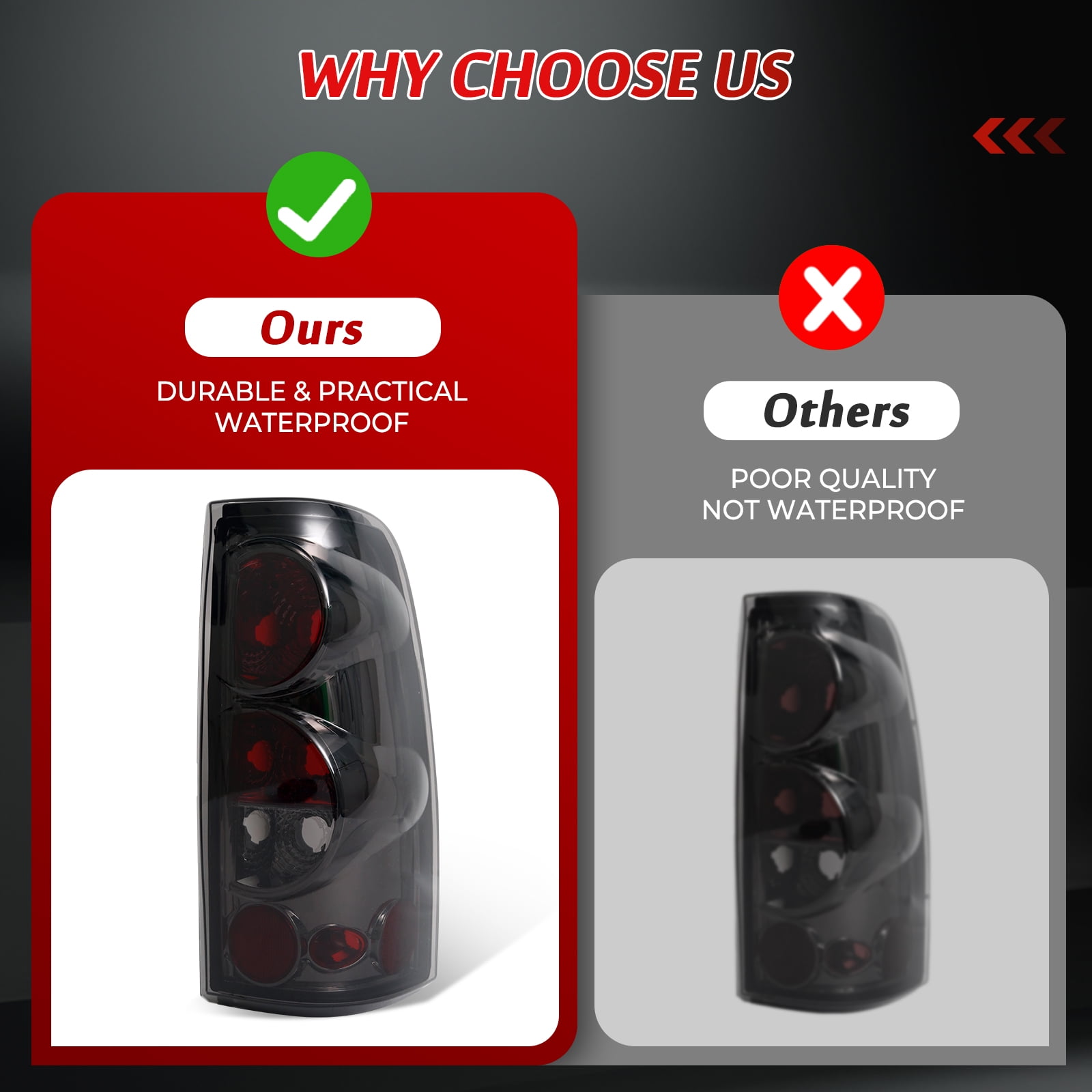 Sennachine For 1999-2006 Chevy Silverado 1500 2500 3500 Pair Smoke Tail Lights Brake Lamps
