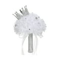 thumbnail image 2 of Tachiuwa Artificial Bridal Bouquet Wedding Bride Bouquets Photo Props with Ribbon Romantic Bridal Holding Wedding Bouquet for Ceremony 19cmx28.5cm, 2 of 9