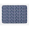 thumbnail image 1 of Rose Bath Mat, Romantic Rose Flower Blossoms Illustration with Blue Leaves Feminine Ornament, Plush Bathroom Decor Mat with Non Slip Backing, 29.5" X 17.5", Indigo Aqua Lilac, by Ambesonne, 1 of 2