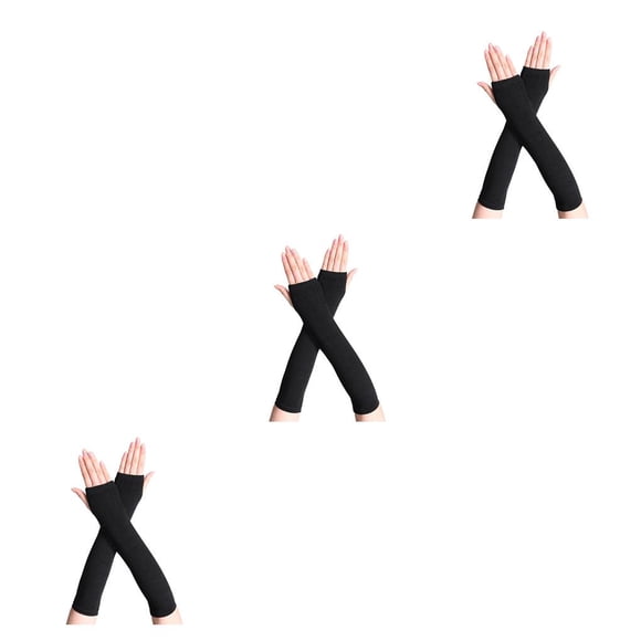 Bearachild 1 par de guantes largos sin dedos, estilo sencillo, cómodo tejido artesanal, cubiertas de brazo para niñas, cubierta de mano para al aire Type1 NO1