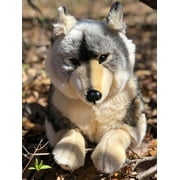 Auswella®Plush 20 Laying Timber Wolf - Realistic Plush Stuffed Animals