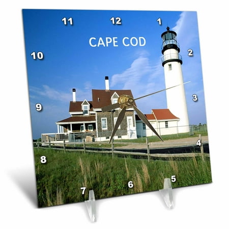 3dRose Lighthouse on Cape Cod in Massachusetts - Desk Clock, 6 by