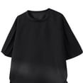 thumbnail image 3 of LEKWK Mens T Shirt Short Sleeve Oversized Crewneck Casual Tops Raglan Seam Curved Hem Loose Fit Lightweight Tees Streetwear Gym Summer Shirts Black XXXL, 3 of 4