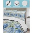 thumbnail image 4 of Quilts Queen Size Bedding Set, Hydrangea Eucalyptus Lightweight Quilted Comforter, Summer Botanical Blue Wooden Soft Reversible Bedspread Coverlet with Pillow Covers for All Season, 90" x 96", 4 of 7