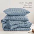 thumbnail image 6 of Greyish Blue Comforter Set Full Size, Boho Soft Warm Tufted Bedding Comforter Sets for Full Size Bed, 3 Pieces Aesthetic Chevron Farmhouse Cute Bohemian Textured Bed Set, 6 of 7