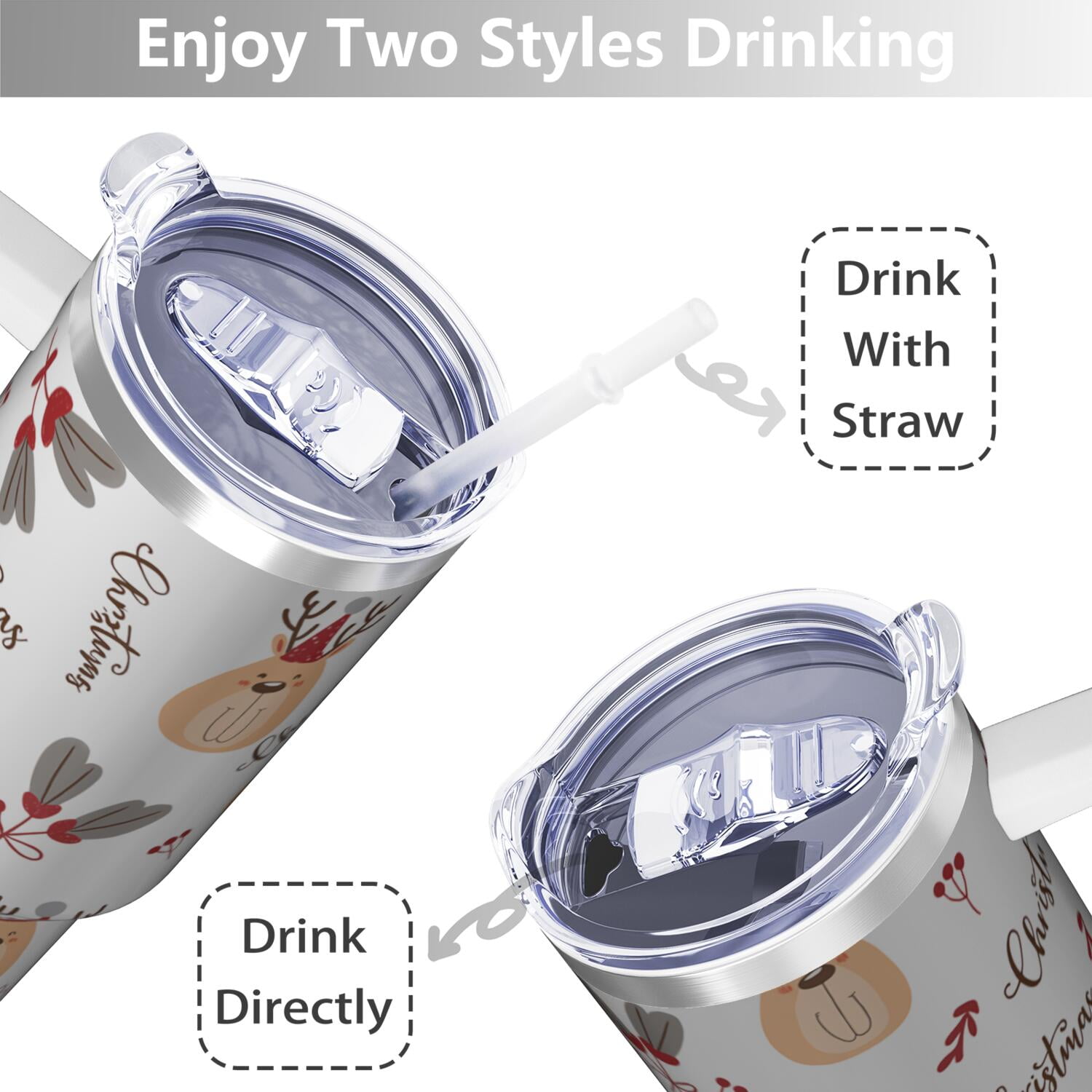 1pc 40 oz Christmas Tumbler with Lid and Straw Stainless steel Insulated tumblers Cute water bottle Travel/Gym coffee tumbler Gifts for Women/men