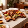 thumbnail image 3 of Wooden Charcuterie Board with Compartments — Rustic Farmhouse Highland Cow Design Serving Tray, Natural Solid Cheese Board for Meat, Snacks & Holiday Entertaining, 3 of 6