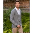 thumbnail image 6 of Kallspin Men’s Wool Blend V-Neck Cable-Knit Cardigans Sweaters (Light Gray, X-Large), 6 of 9
