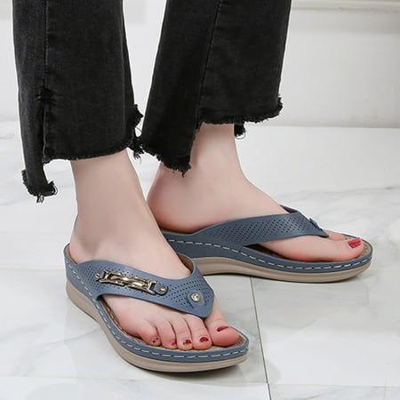 

Medcursor Women s Shoes Round Toe Fashion Flip Flops Wedge Comfortable Casual Sandals
