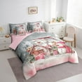 thumbnail image 3 of jejeloiu Fairy Tale Snowmen Bedding Comforter Set 7-Piece,Christmas House King Bedding Sets,Happy New Year Bed Sheets For Girl,Red White Home Decor Reversible, 3 of 8