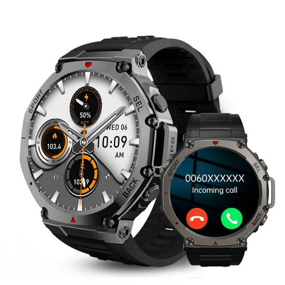 SKMEI Military Smart Watches for Men, 1.43" HD Display Fitness Watches, 170 Sports Modes GPS Men Smart Watch , IP68 Waterproof, for Android and iPhone