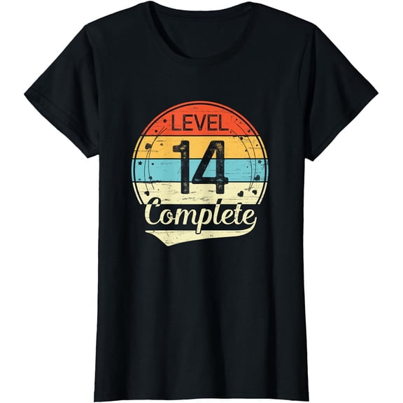 Level 14 Complete Retro 14th Wedding Anniversary T-Shirt