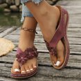 thumbnail image 2 of CIENVNSTG Wedge Sandals For Women Pu Upper Rhinestone Floral Wedge Thong Sandals Vintage Wide Width Flip Flops Casual Boho Slipper Red 40, 2 of 4