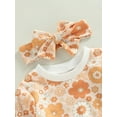 thumbnail image 6 of Elippeo Infant Baby Girls 3 Pieces Outfit 6M 12M 18M 24M 3Y  Floral Print Round Neck Long Sleeve Sweatshirts Tops + Elastic Waist Long Pants + Headband, 6 of 9
