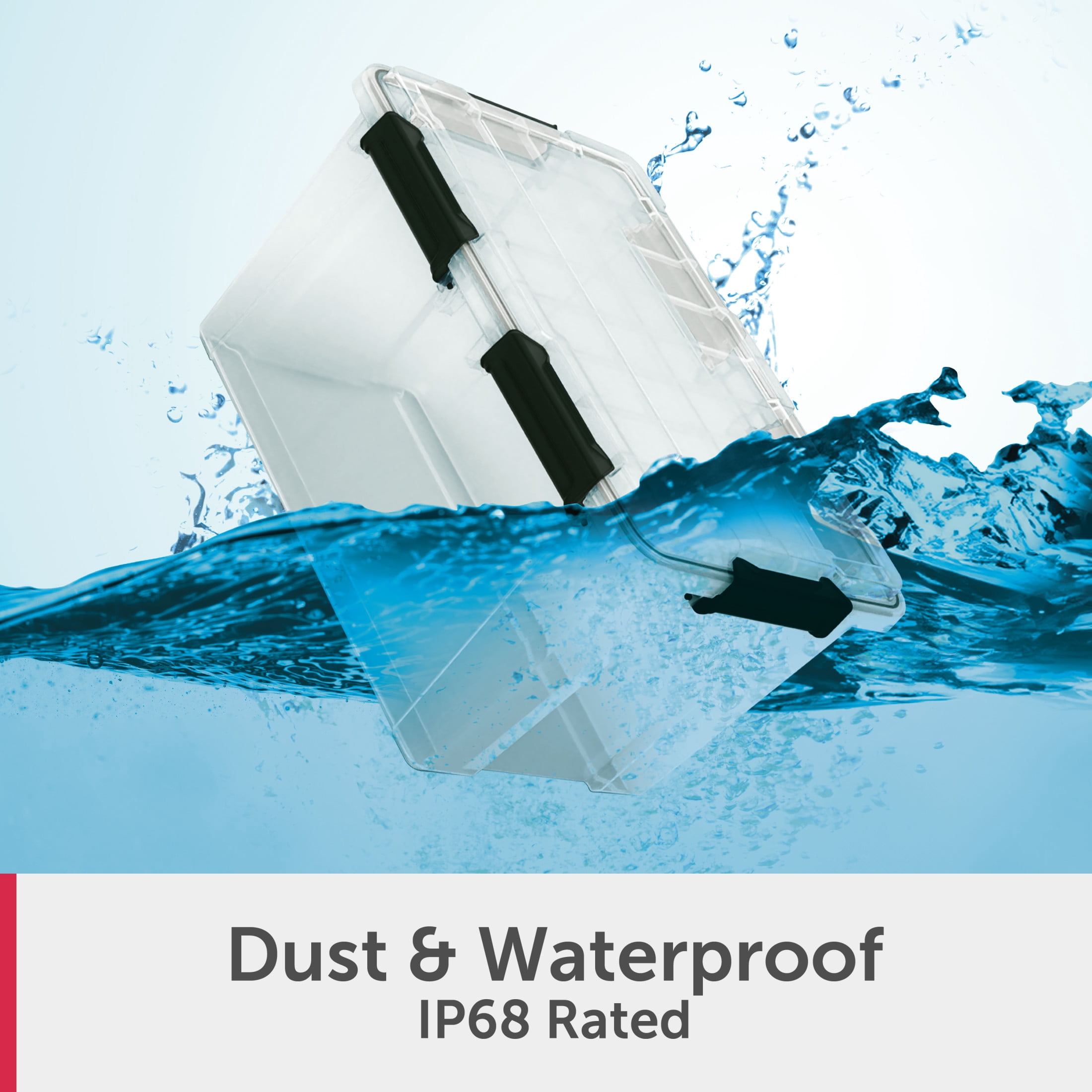 Sterilite Gasket Box, 54 Quart IP68 WaterProof Clear Plastic Storage Bin with Lid, Gasket Seal and Durable Latches, Black