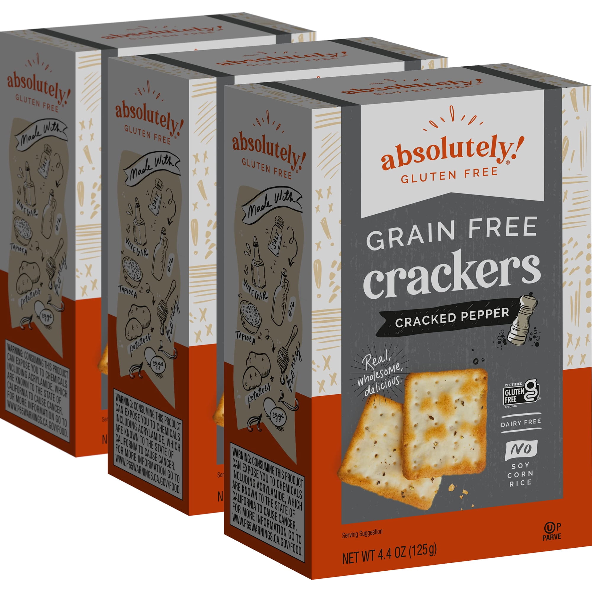Absolutely Gluten-Free Cracked Pepper Crackers 125g (3 Pack)
