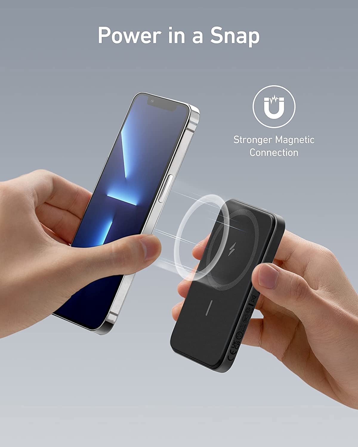 Anker 621 Magnetic Portable Charger (MagGo), 5,000mAh Wireless Power Bank with USB-C Cable, Magsafe-Compatible Battery Pack for iPhone 16/15/14/13/12 Series