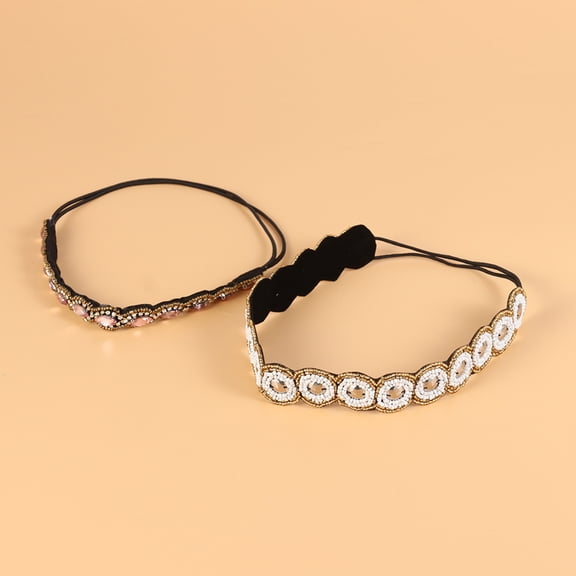Raindrops Rhinestone Hair Accessory 2Pack Embellished Headbands Circular Shape Fashionable Ladies