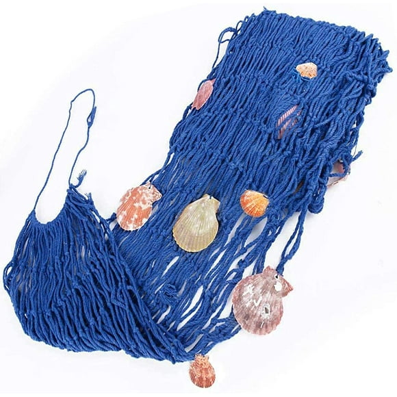 Decorative Fishing Net, Decorative Nautical Fishing Net, Decor Fishing Net Shells, For Restaurant Decoration, Home Decoration, Theme Bar (1*2m Blue)