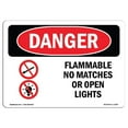 thumbnail image 1 of SignMission OS-DS-A-1218-L-1260 12 x 18 Po Signe de Danger OSHA - Inflammable Sans Allumettes Ou Lumières Ouvertes, 1 of 1
