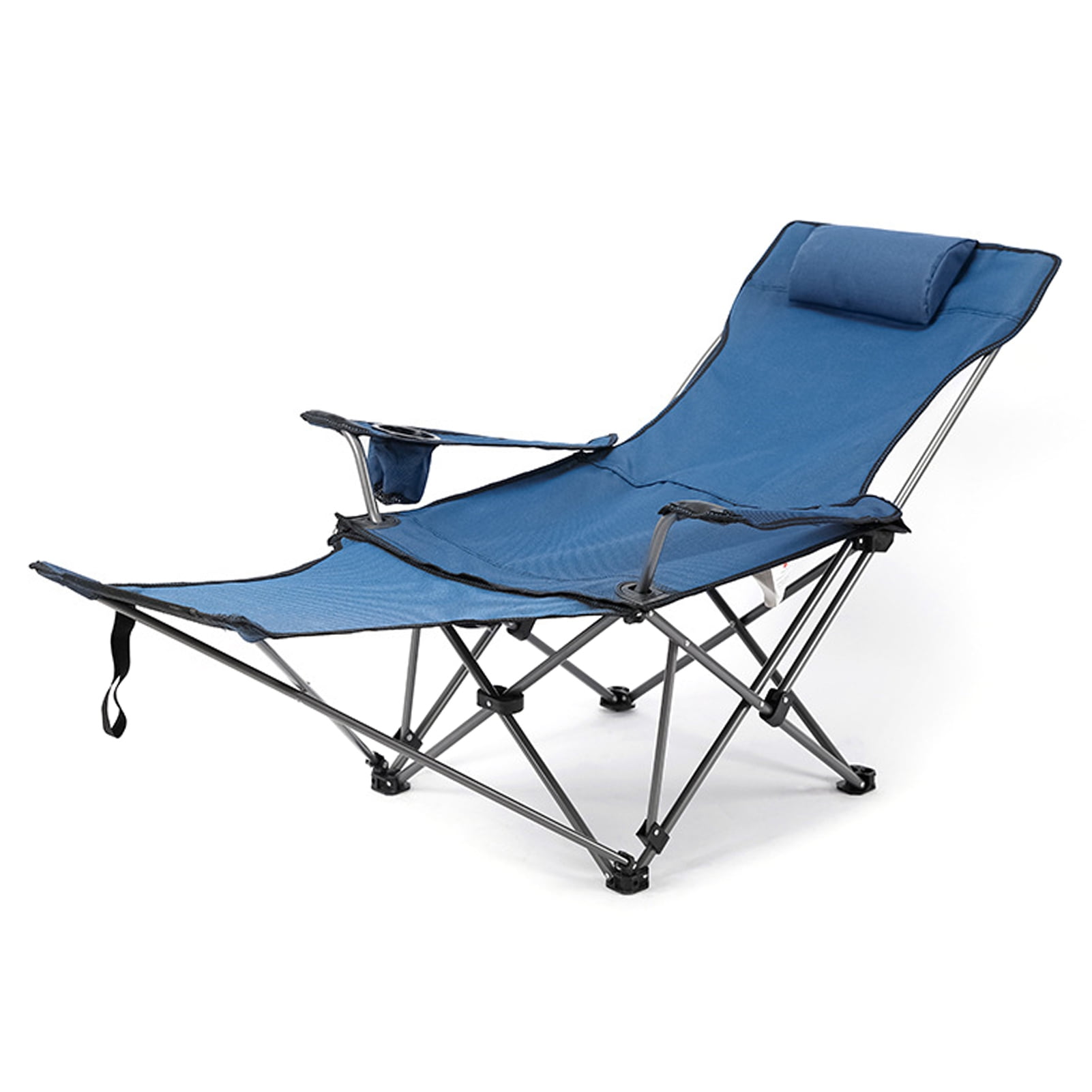 Reclining Folding Camp Lounge Chair Footrest Portable Nap Outdoor Beach Fishing 
