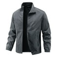 thumbnail image 2 of Lightweight Fall Jackets for Men 2025 Long Sleeve Stretchy Loose Stand Collar Zip Up Jacket with Pockets Outerwear, 2 of 6