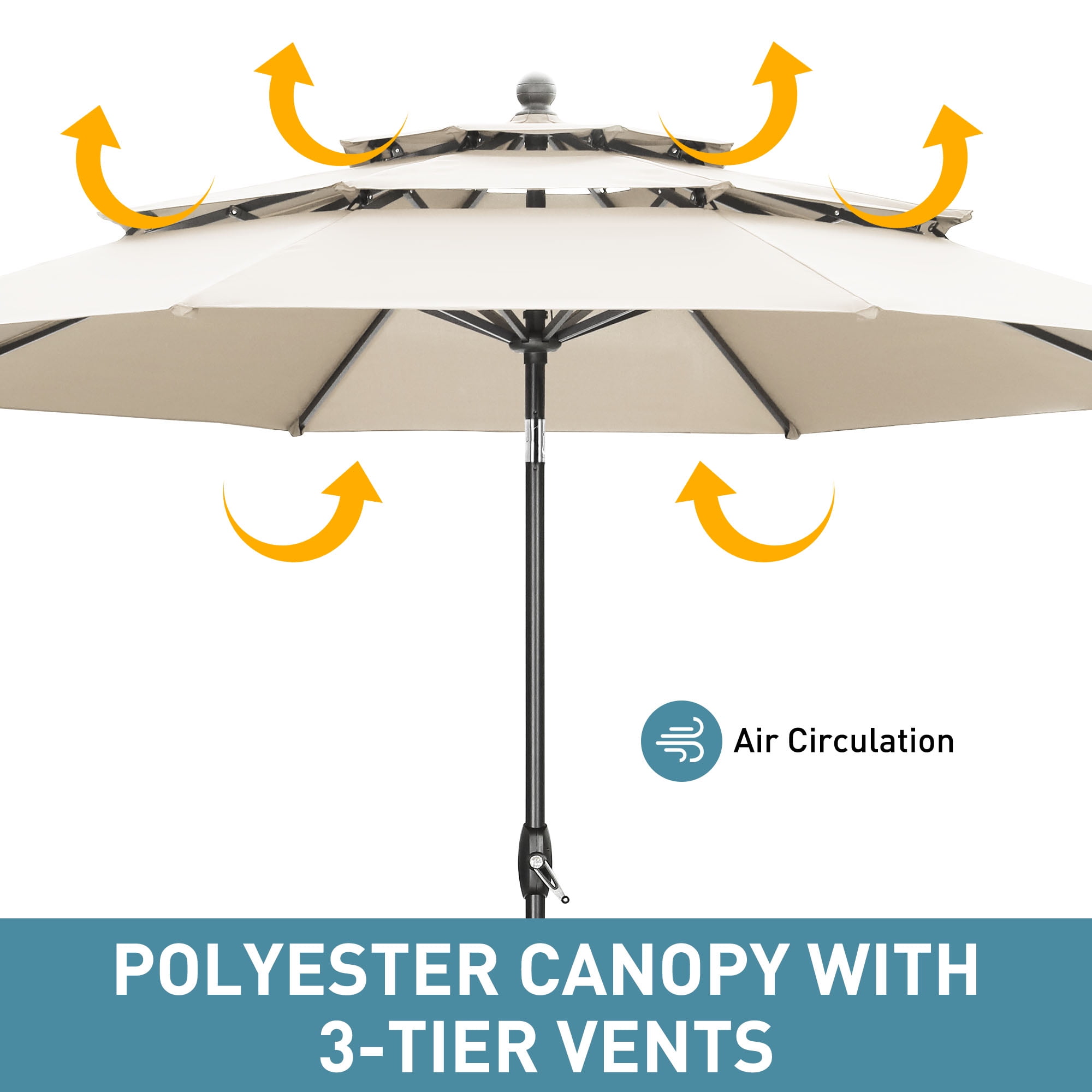 Autlaycil 10ft Beige Patio Umbrella with Push Button Tilt and Crank, 8 Sturdy Ribs UV Protection Waterproof for Garden, Deck, Table, Pool