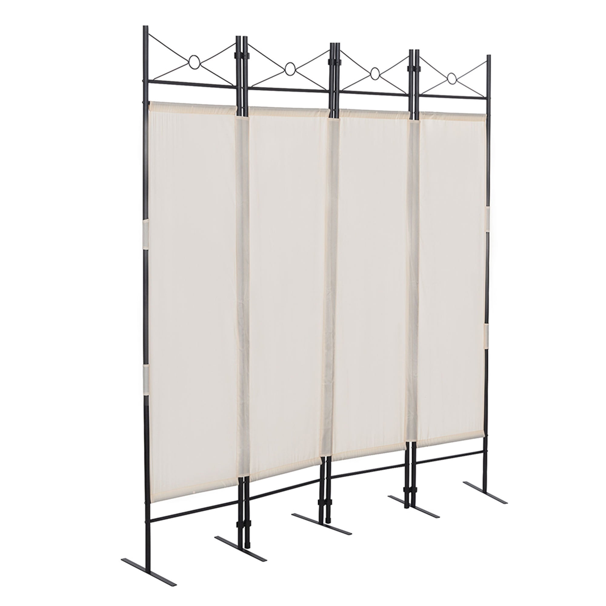 Kadyn 4-Panel Metal Folding Room Divider, 5.94Ft Freestanding Room Screen Partition Privacy Display for Bedroom, Beige Kadyn 4-Panel Metal Folding Room Divider, 5.94Ft Freestanding Room Screen Partition Privacy Display for Bedroom, Beige