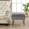 thumbnail image 6 of Home Soft Things Solid Faux Fur Ottoman - Grey Flannel - 19" x 13" x 17", 6 of 7