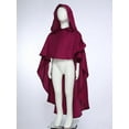 thumbnail image 4 of TiaoBug Unisex Kids Hooded Capes High-Low Long Cloak with Hood for Halloween Party Dress Up Burgundy L/成人S, 4 of 7