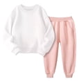 thumbnail image 4 of Children's Solid Color Round Neck Long Sleeved Sweatshirt Sweatpants Fleece Suit Pullover Jogging Pants Set 2 Pieces Sweatsuit 1-13 Years, 4 of 9
