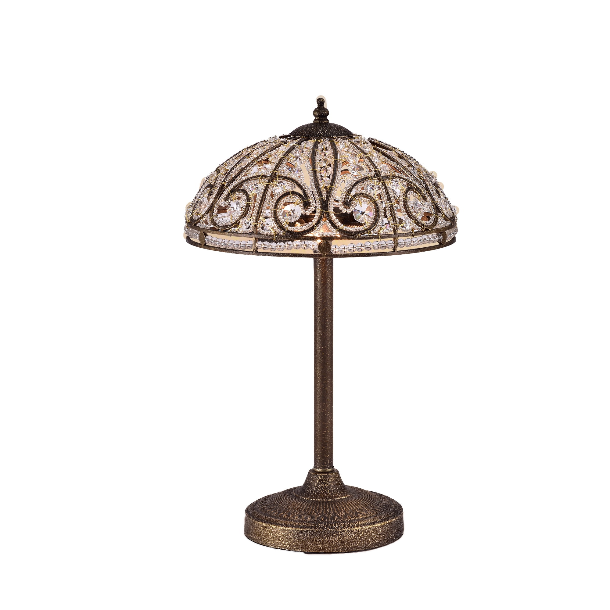 Predima 2light Crystal Scroll Antique Bronze Table Lamp