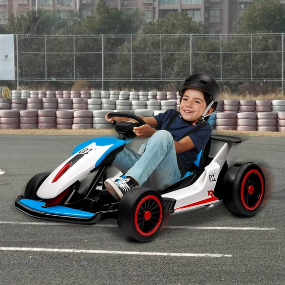 24V Kids Ride On Go Kart Car, Powerful Drift Kart with Dual 150W Motors, High Speed Electric Outdoor Ride On Toy, Battery Powered Ride On Racing Car