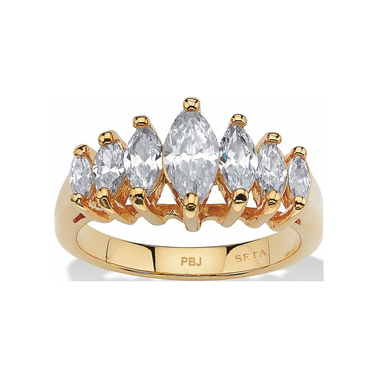 PalmBeach Jewelry Marquise CZ Ring, Gold or Platinum Plated photo 1