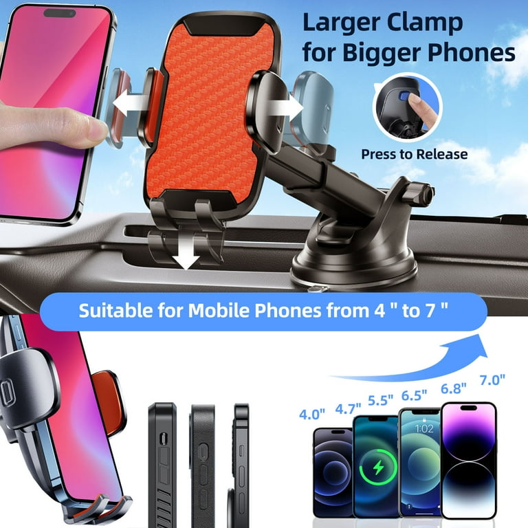 YOOVEE 360° Car Phone Mount, Dashboard & Vent, Orange photo 4