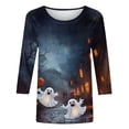 thumbnail image 4 of Halloween Shirts for Women, 3/4 Sleeve Fall Tops, Funny Witch Graphic Crew Neck Tee, Halloween Party Costume Perfect Gifts, 4 of 5