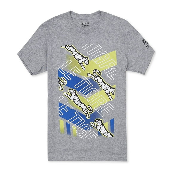 Le Tigre Mens T-Shirt Heather Blue Green Small Chase Graphic Tee