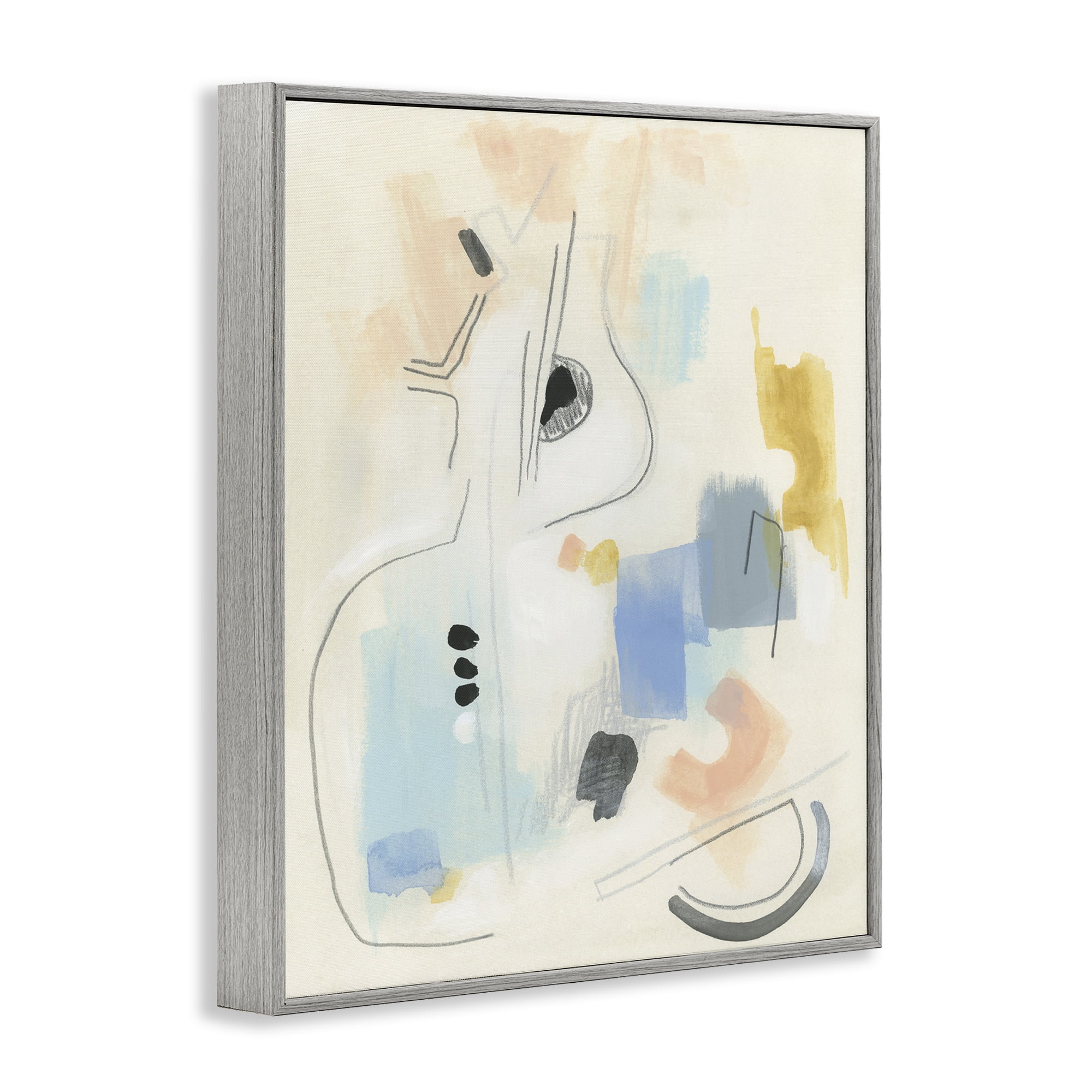 Stupell Industries Funky Modern Pastel Abstraction Abstract Painting Gray Framed Art Print Wall Art, 11 x 14