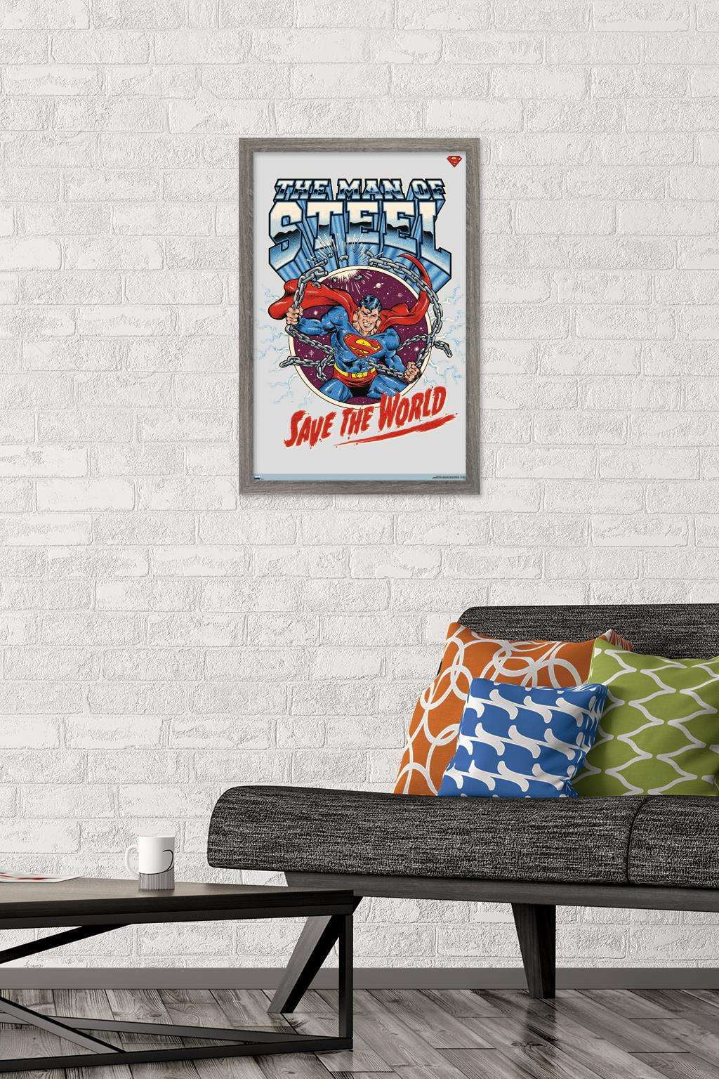 DC Comics Superman - Save the World Wall Poster, 14.725" x 22.375", Framed