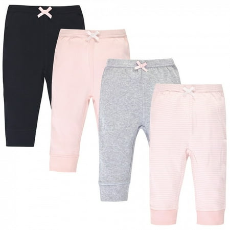

Touched by Nature Baby and Toddler Girl Organic Cotton Pants 4pk Black Lt. Pink Stripe 9-12 Months
