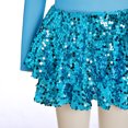 thumbnail image 6 of IBTOM CASTLE Girls Sparkle Sequins Dance Outfit Kids Latin Hip Hop Jazz Dancewear Mesh Long Sleeve Glitter Dress with Shorts Set 湖蓝色, 6 of 7
