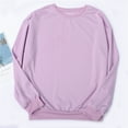 thumbnail image 3 of Sweatshirt for Women Long Sleeve Crewneck Oversized Pullover Tops Fall Casual Solid Loose Fit Sweaters Light Purple M, 3 of 4