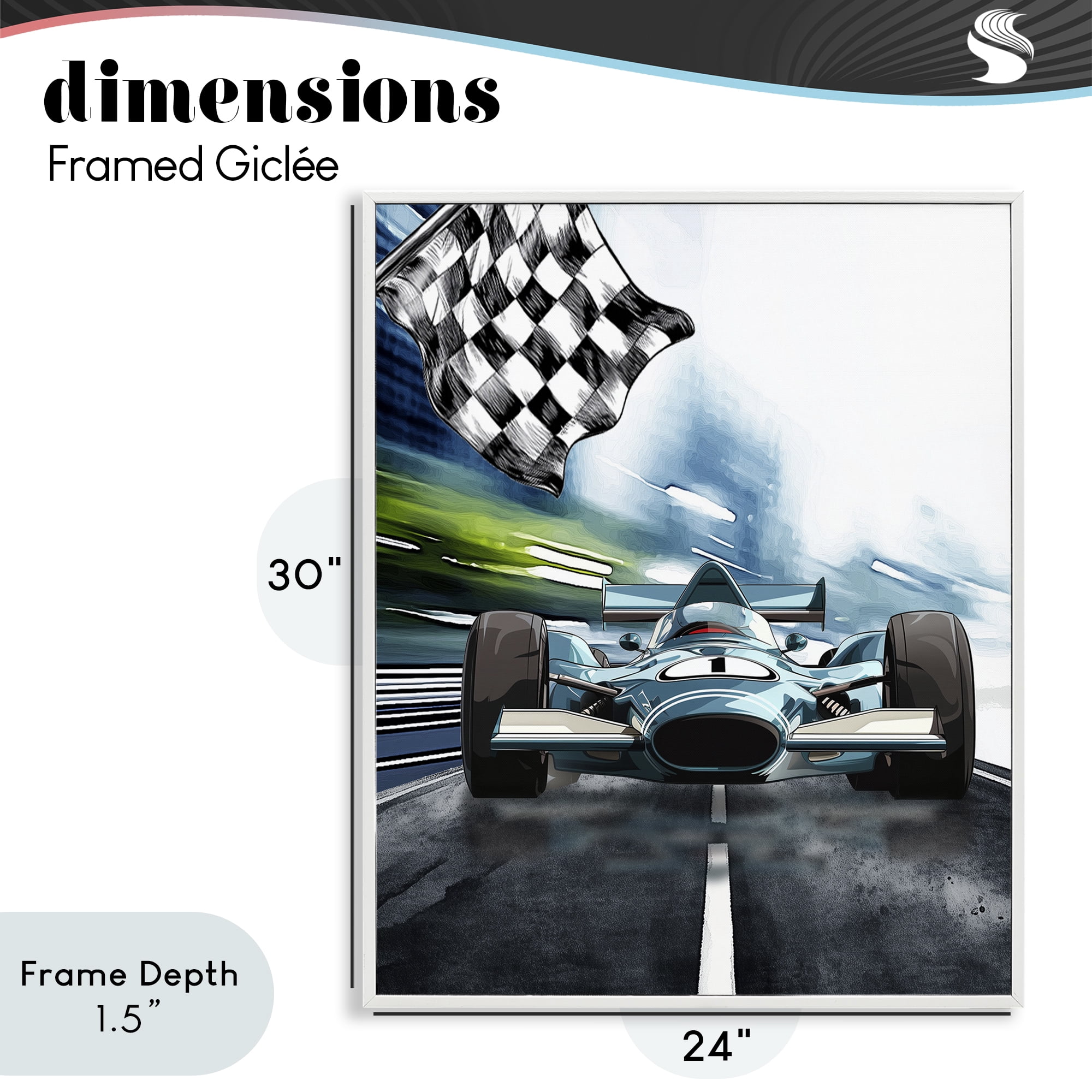 Stupell Industries Racecar Set Go White Framed Giclee Art, design by Christine Simpson Art