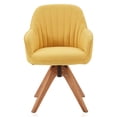 thumbnail image 7 of BELLEZE Mid Century Modern Swivel Accent Chair Linen Upholstered with Beech Wood Legs, Cute Desk Task Chair Armchair for Living Room Bedroom Home Office - Kameron(Yellow), 7 of 7