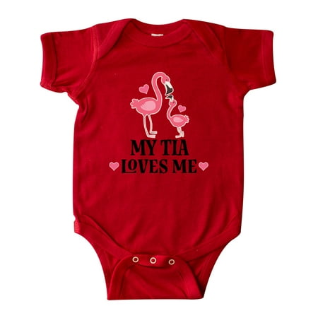 

Inktastic My Tia Loves Me Niece Flamingo Gift Baby Girl Bodysuit