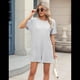 thumbnail image 5 of Mono de Verano para Mujer, de Corta, Holgado, Informal, con Cuello en V, Elegante y Cómodo, con Bolsillos, Gris , Talla XL, 5 of 8